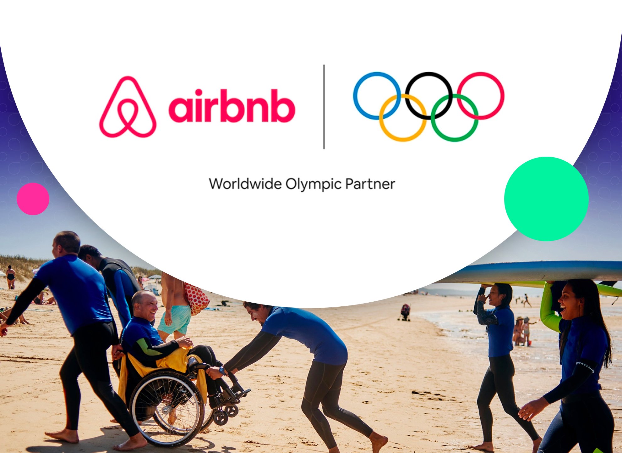 Partnership advertisement between brands Airbnb and the Olympics